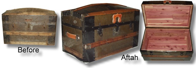 Refinished antique dome topped trunk