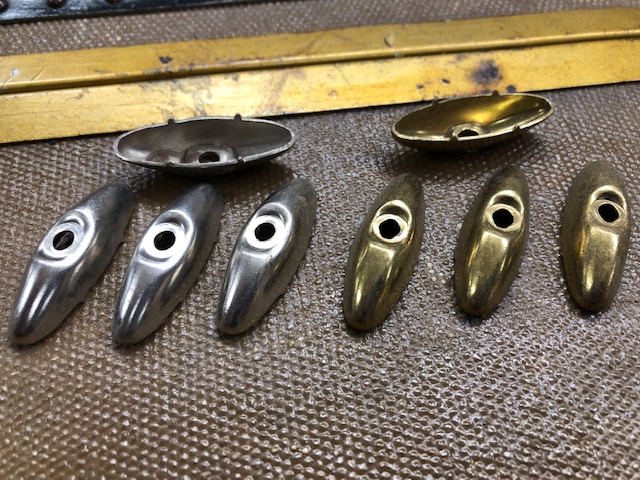 box or suitcase feet, brass or nickel