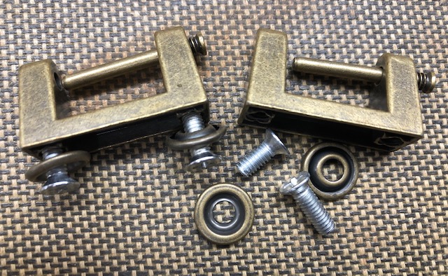 suitcase handle mounting hardware - old brass