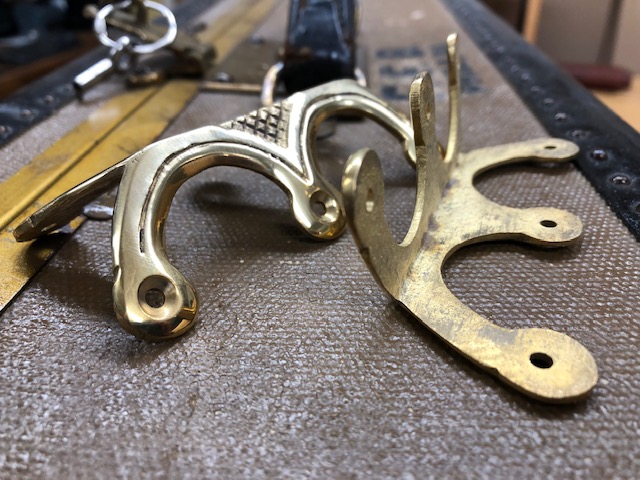 Close up of antique trunk hardware