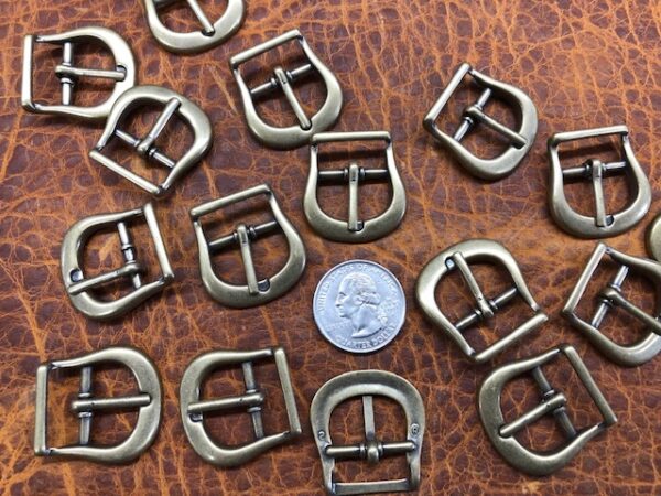 Small antique brass keeper buckles for sale
