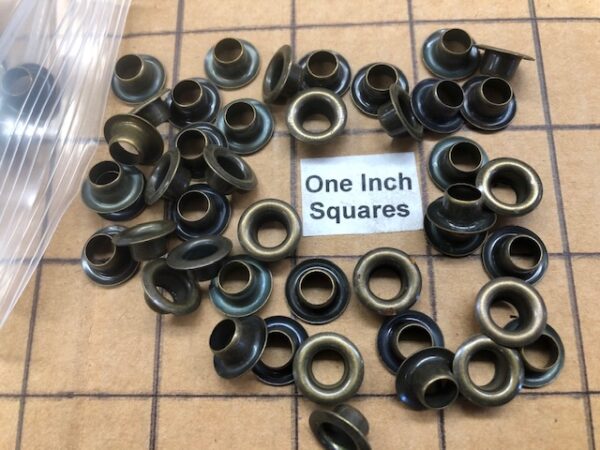 One quarter inch grommets in antique rbass finish, with free USA shipping.