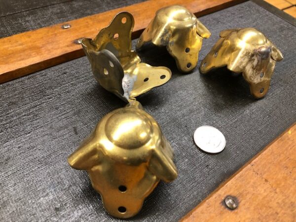 Old Stock Brass Plated Steel Trunk Corners