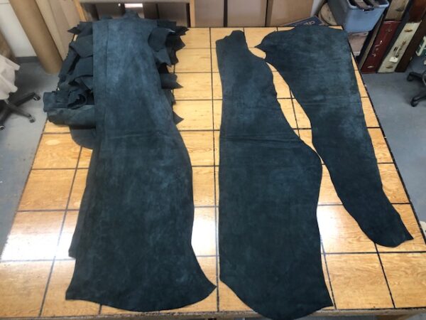 USA Cattlehide Chromium Tanned Suede Splits in Black 12 to 14 square feet each