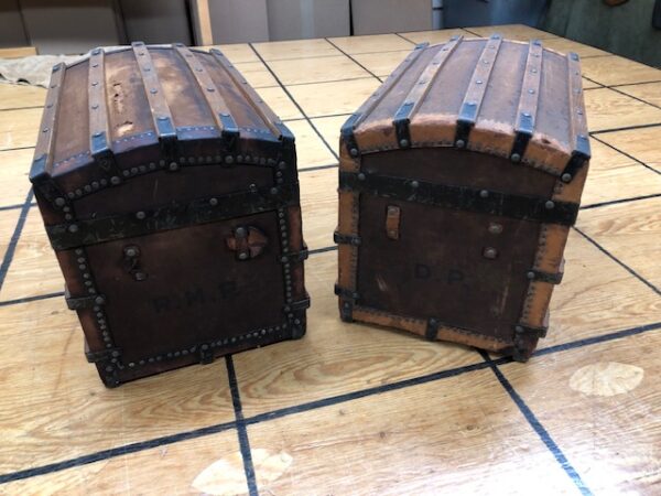 Pair of Matching 1880s Doll Trunks in As Found Condition