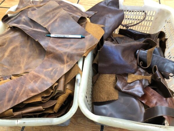 Pull Up Leather Scrap Pieces, Choose Brown or Dark Brown, sold in 3 Pound Boxes